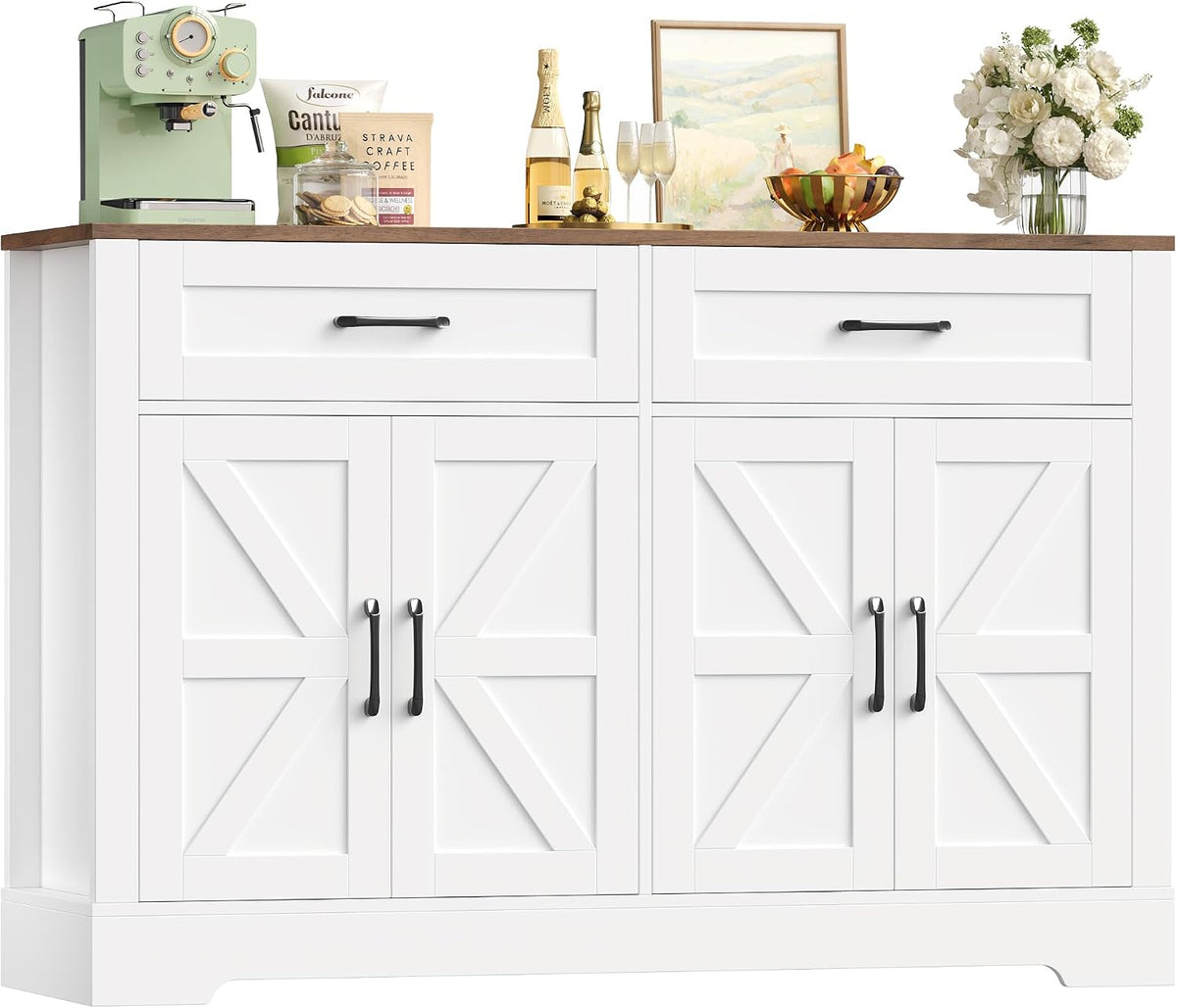 HOCSOK Sideboard Küchenbuffet mit Arbeitsplatten, küchenschrank 2 Schubladen und 4 Türen für Küche, Wohnzimmer, Flur und Esszimmer