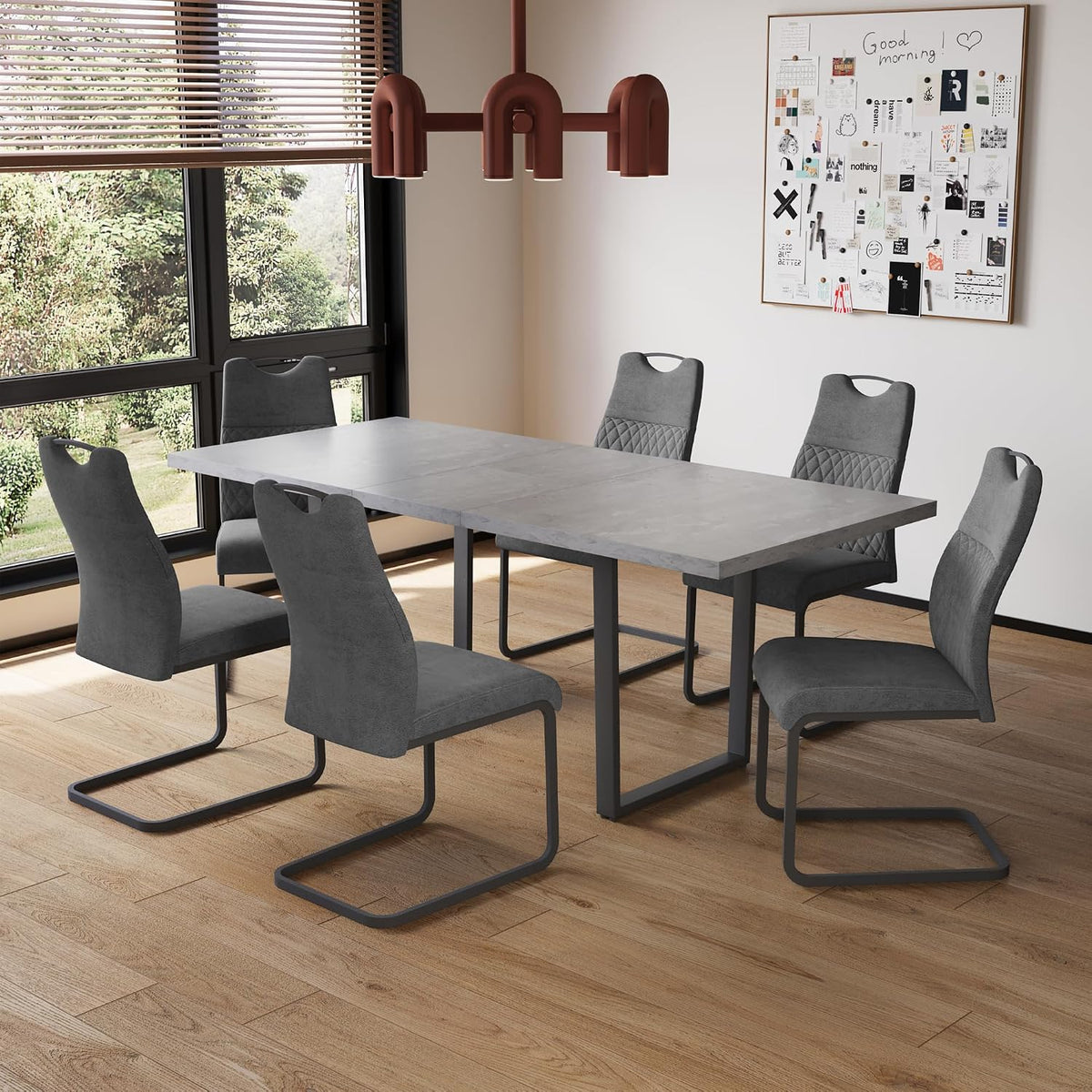 JIEXI Esstisch Mit 4-8 Stühlen Set, Tisch Esszimmer, Essgruppe Mit 4-8 Stühle, MDF-Platten Holztisch Geeignet Für Wohnzimmer, Küche