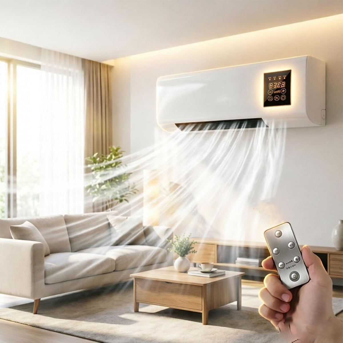 Tragbare Klimaanlage für Kühlung und Heizung, ohne Bohren, komfortables ganzjähriges Zubehör für Zuhause, platzsparend