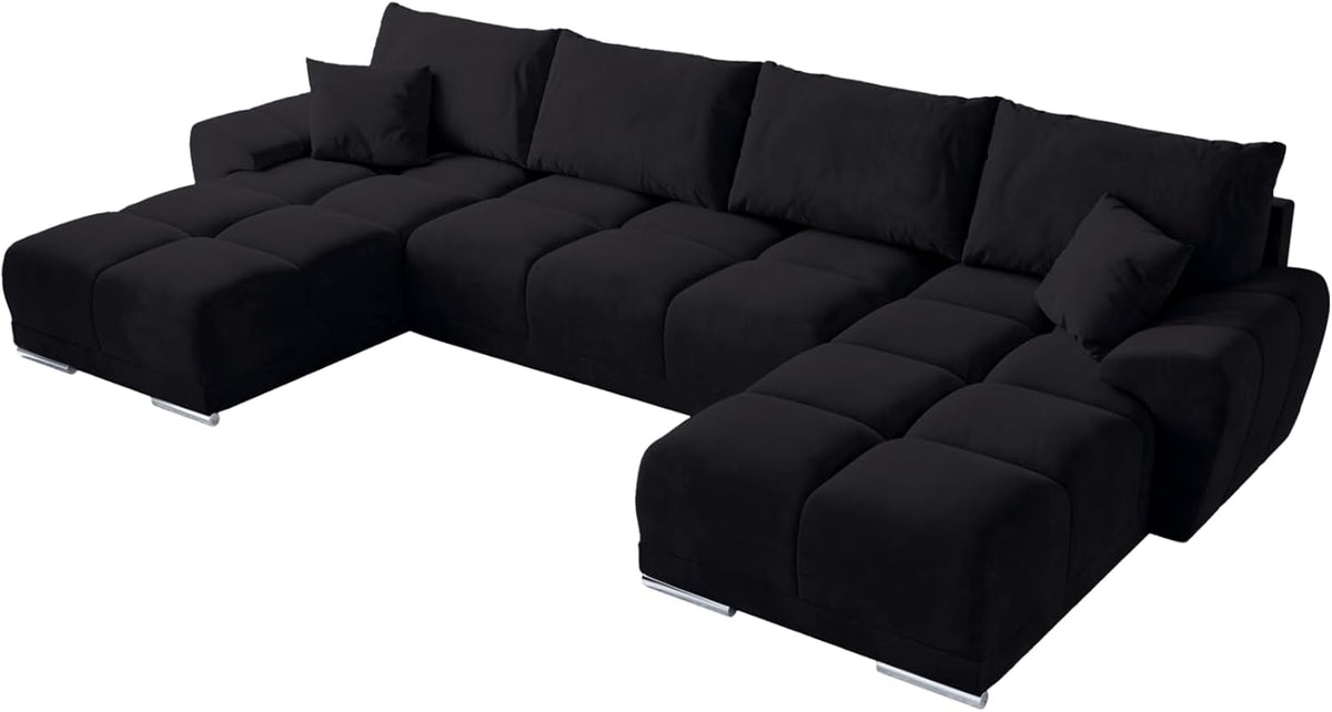 BROMARKT Ecksofa mit Schlaffunktion und Bettkasten 372x184x85 cm Sofa Eckcouch Wohnlandschaft U Form Couch Bettsofa siebensitzer Schlafsofa NUBES U