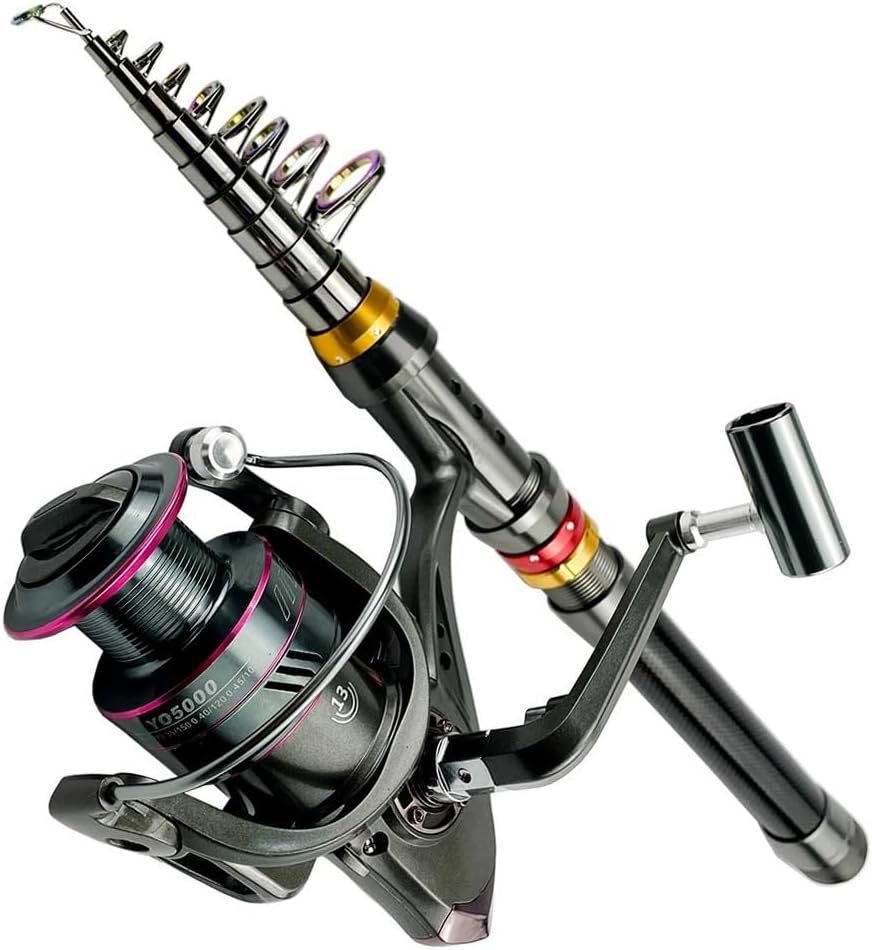 Angel Teleskop Spinning Angelrute Reel Set 1,8-3,6 M Ultraleicht Metall Spool(2.4M)