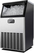 EUHOMY Gewerbliche Eiswürfelmaschine, 45 kg/24 Std. Edelstahl Untertisch-Eismaschine mit 15 kg Eislagerkapazität, freistehende Eismaschine mit Timer