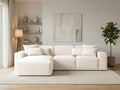 GRAINGOLD Leni Ecksofa 265x180 cm, L-Form Sofa, 3-Sitzer Eckcouch, Ecksofa für Wohnzimmer, Geflechtstoff, Modernes Design (Creme, Links)