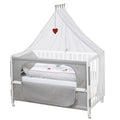 roba Beistellbett 60 x 120 cm, Inklusive Matratze, Adam & Eule Room Bed, Babybett zum Anstellen an Elternbett, Bettwäsche, Himmel, Holz weiß
